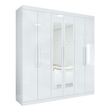 Guarda-roupa Casal Easy Slim 6 Portas Com Espelho Branco