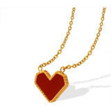 Collar Mujer Corazón Elegante Titanio Chapado Oro 18k Regalo
