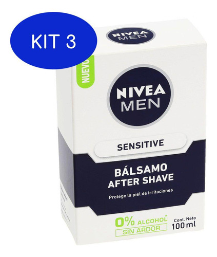 Kit 3 Pós Barba Nivea For Men Bálsamo Sensitive 100ml