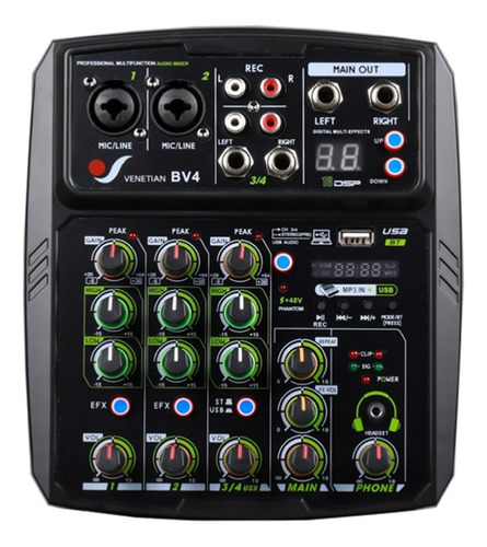 Venetian Bv4 Consola Mixer 4 Canales Con Interface Usb Mp3