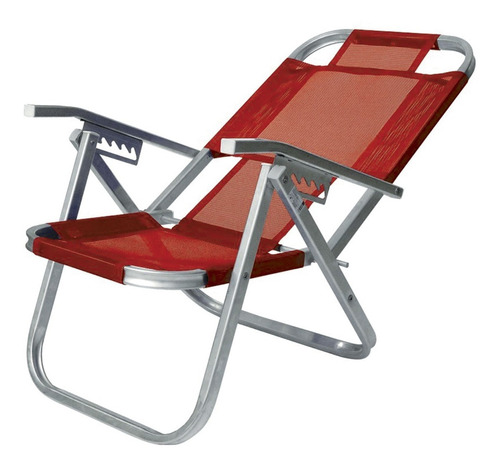 Silla De Playa Ipanema Red Tall Btf En Aluminio Color Rojo