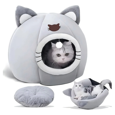 2 En 1 Cama Cueva Y Casa Para Gato Perro Cachorro Con Cojín