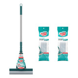 Kit Mop Rodo Vassoura Mágico Geral Plus + 2 Refil Flash Limp