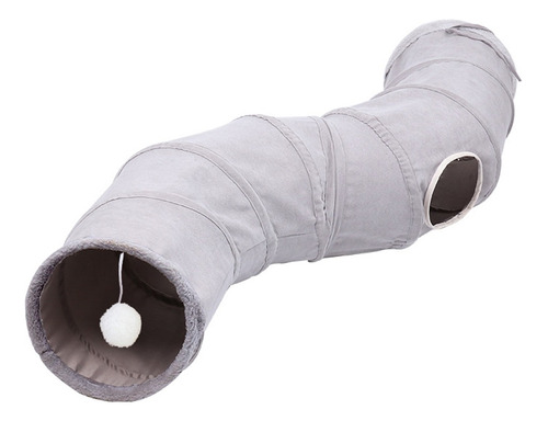 Túnel Plegable Para Gato Con Bola Colgante, Forma De S 124cm