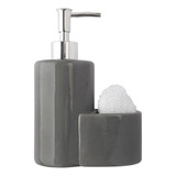 Dispenser Sabonete Líquido Em Cêramica Para Banho C/ Esponja