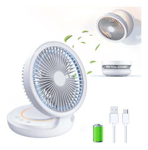 Shinic Desktop Fan, Rechargeable, Oscillating, 4 Speeds
