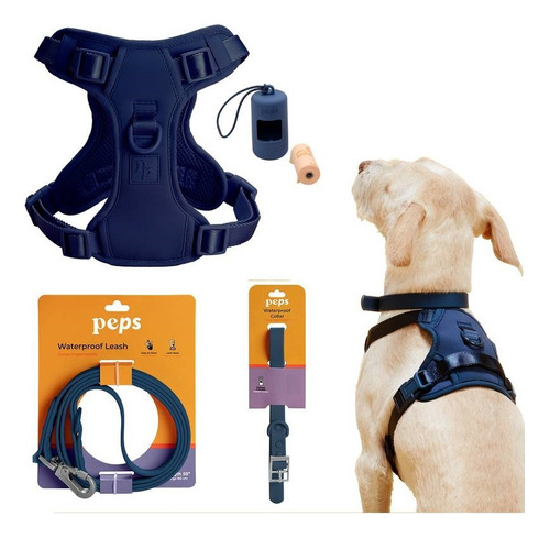 Kit Paseo Perro Peps Pechera Porta Bolsa Collar Correa