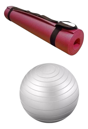Kit Exercicio 1 Tapete Colchonete Yoga + 1 Bola Alongar 85cm