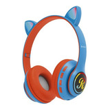 Auriculares Inalámbricos Bluetooth Suono 66suom-pk Orejas Gatito Color Celeste