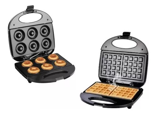 Maquina Waflera Electrica Waffles + Maquina De Donas Mini 