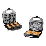 Maquina Waflera Electrica Waffles + Maquina De Donas Mini 