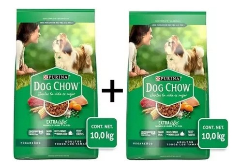 2 Bolsas Croquetas Dog Chow Perro Hogareño 10kg C/u 