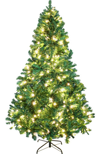 Arbol Navidad Verde Frondoso 2.20 Cm Luces Led 1104 Ramas