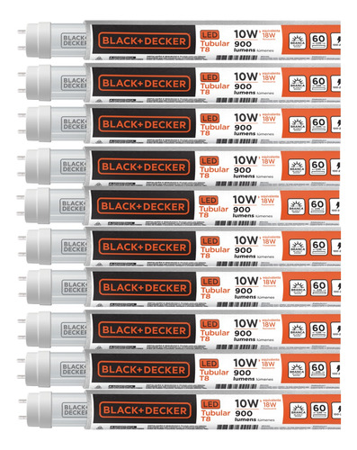 Kit 10 Lâmpadas Led Tubular 9w / 10w 60cm Black+ Decker