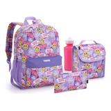 Conjunto De Bolsa Infantil Escolar Meninas 4 Peças 14528