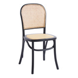 Silla De Comedor Hoffman O Lombardia Madera Rattan - Negra