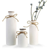 Conjunto De 3 Jarrones Blancos Decorativos