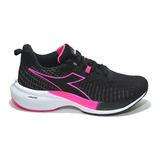 Zapatillas Diadora Modelo Grid Damas - Negro Con Fucsia 