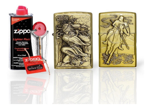 Kit Zippo / Gasolina, Piedra, Mecha + 2 Encendedores Jin-gue