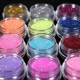 12 Mix Color Random Nail Art Acrílico Glitter Polvo Polvo
