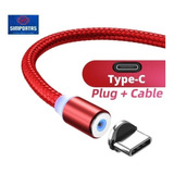 Cable Cargador Rápido 2.4 Amp Tipo C Con Imán Rojo Santiago