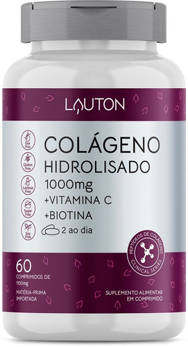 Colágeno Hidrolisado + Biotina + Vit C Lauton 1000mg 60 Caps