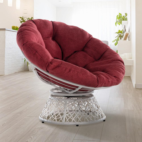 Silla Ergonómica De Mimbre Papasan Bme Con Cojín De Tela Sua