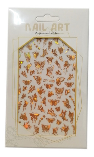 Stickers Para Manicure Diseño Mariposa Dorado - Estylosas