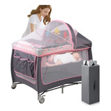 Cuna Corral Bebe Multifunción Plegable Con Mosquitero 8 En 1