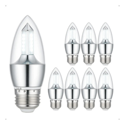 Kit 8 Lâmpada Vela Led Lustre 4w Luz Fria Quente E27 Bivolt