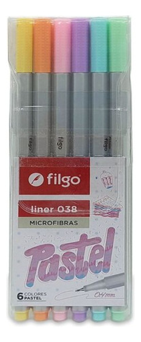 Marcador Microfibra Filgo 038 0,4mm X 6 Colores Pastel