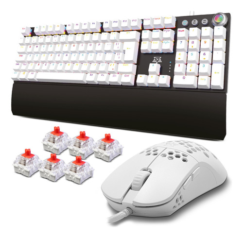 Kit Teclado E Mouse Gamer Mecânico Pc Abnt2 Rgb Usb Mousepad