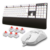 Kit Teclado E Mouse Gamer Mecânico Pc Abnt2 Rgb Usb Mousepad