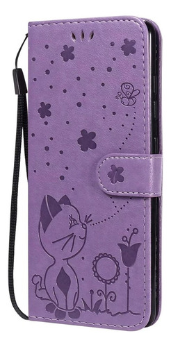 Funda De Piel Tipo Cartera Con Tapa De Gato Para Samsung Gal