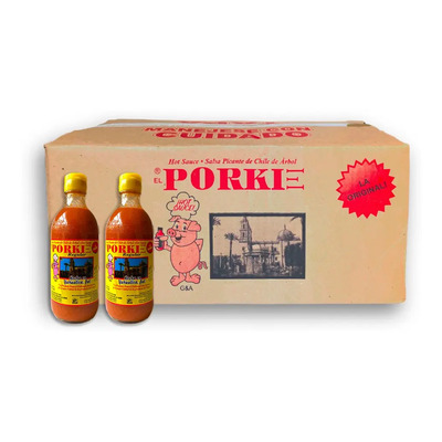 Salsa Porki Caja Con 24 Piezas De 370 Mililitros Regular Chile Árbol Original Yahualica Jalisco Picante Botanera | Meses sin interés