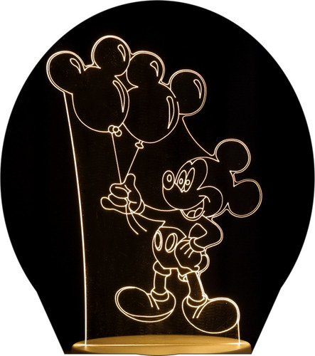 Luminária 3d De Mesa Mickey Com Balões