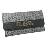 Billetera De Mujer Con Broche Gris Logo Negro Cod. 358