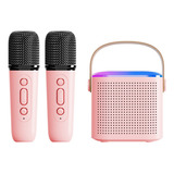 2 Micrófono Portátil Inalámbrico Con Bocina Mini Karaoke Set