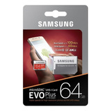 Cartão Samsung Micro Sd Evo 64gb 100mb/s Uhs-i U3 Lacrado
