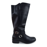 Bota Feminina Mooncity Montaria Cano Alto Preta - 72109