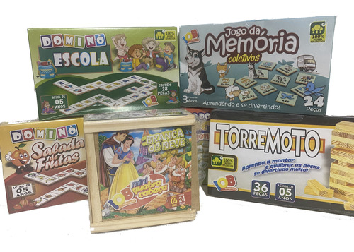 Kit 6 Jogo Memória,dominó,terremoto,alfabeto,quebra-cabeça 