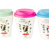 Vaso Mug Térmico Café X 5 Unid Tapa Silicona Souvenir