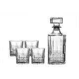 Set Whisky 5 Piezas Vidrio 1 Botella 4 Vasos Old Wood