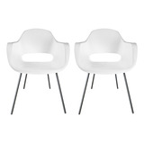 2 Sillas Comedor Interior Exterior Plastico Durango Estructura De La Silla Plateado Asiento Blanco