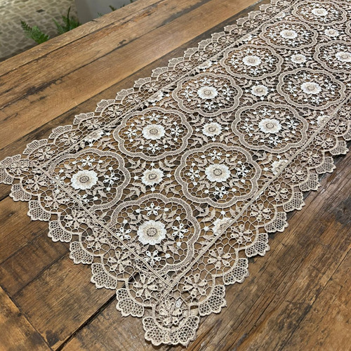 Caminho De Mesa Bordado Guipir 40x180cm Trilho Renda Guipir