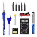 Kit Ferro De Solda Eletrônica Multímetro Multi Teste Suporte 110v