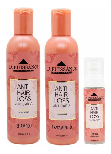 La Puissance Anti Caída Shampoo Tratamiento Loción Kit X3u 