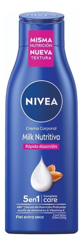  Crema Corporal Nivea Milk Nutritiva 5 En 1 X 250 Ml