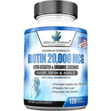 Biotina 20.000 Mcg Con Queratina, Coco Organico-zinc 120 Cap