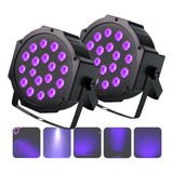 2 Canhão Uv 18 Led 3w Luz Negra Bivolt Neon Strobo Dmx